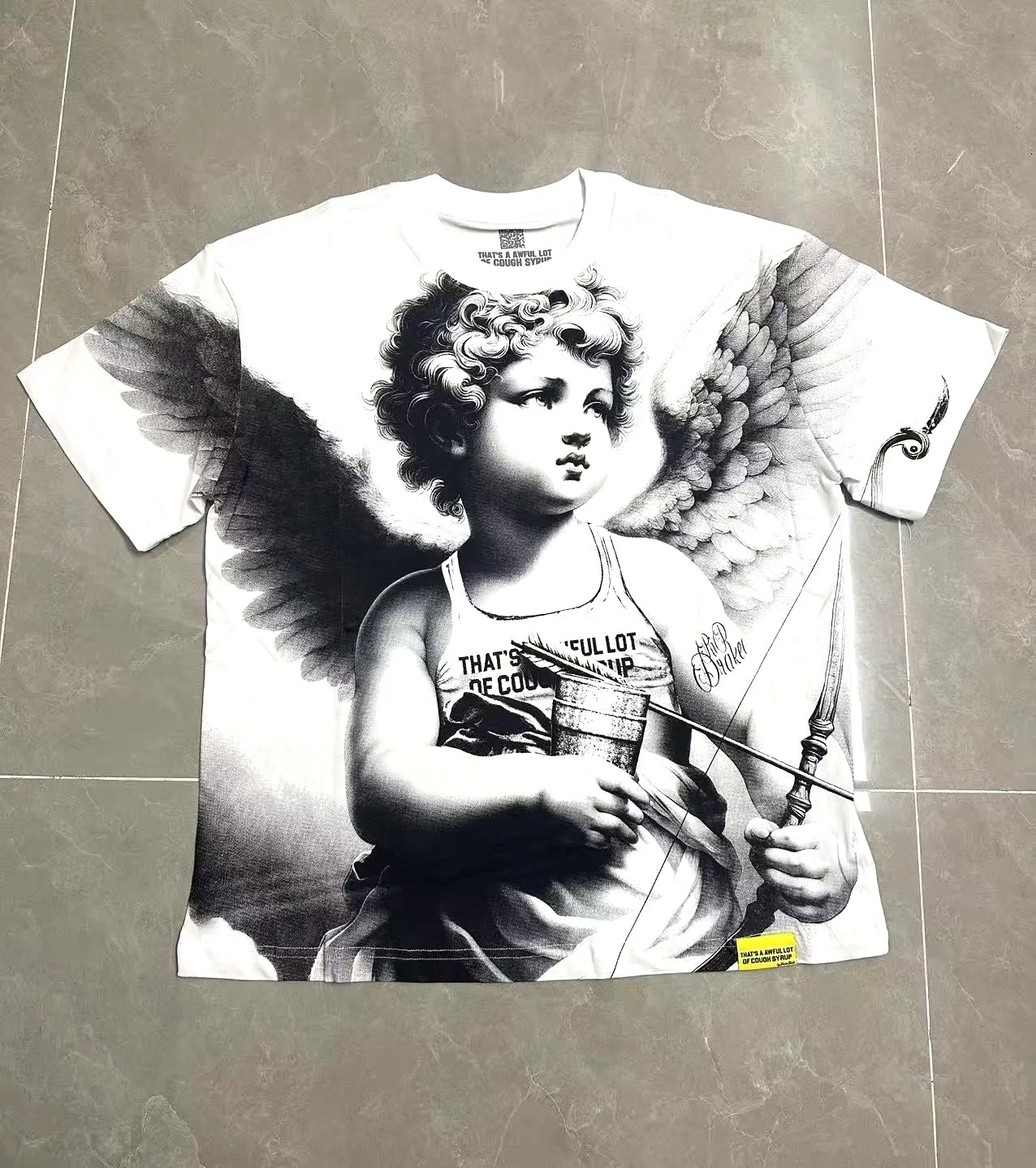 #White I THAT'S A AWFUL LOT OF COUGH SYRUP In Stock Real shot American simple trendy brand loose casual T-shirt Fabric (fabric): 32 counts Weight combed double yarn pure cotton Sizes (size): S-M L X L Color (colour): White, Black